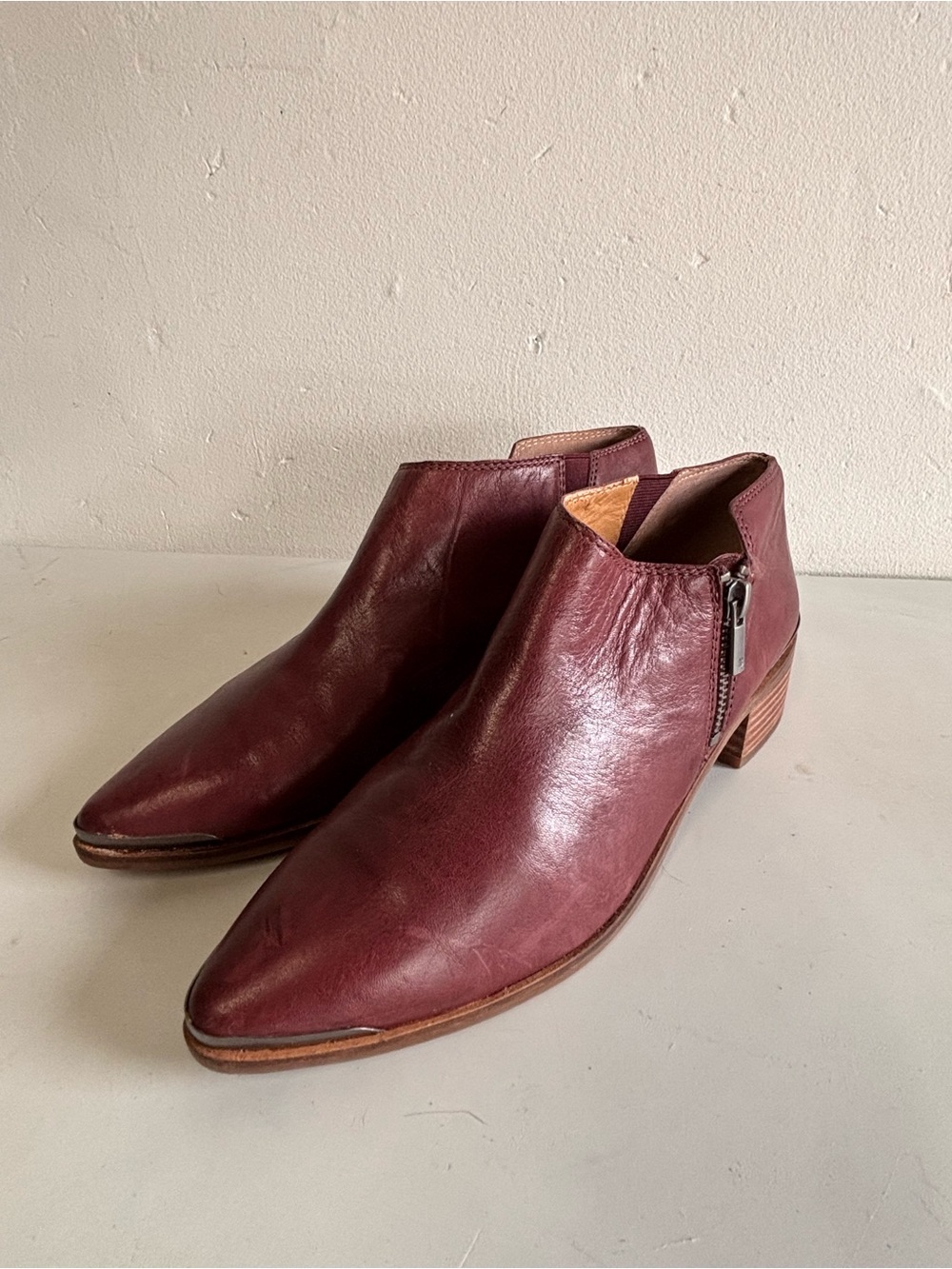 Lucky Brand Koben Wine Red Leather Ankle Booties